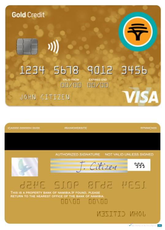 Download Namibia First National Bank gold credit visa card Photoshop template